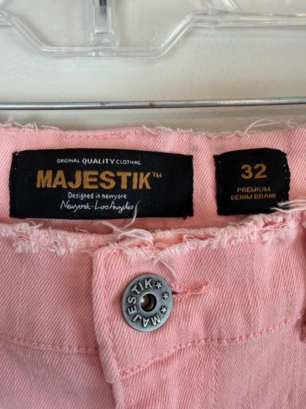 MAJESTIK NIRVANA FRAYED SUPER STACKED PINK RED Men’s 32 - Picture 12 of 16